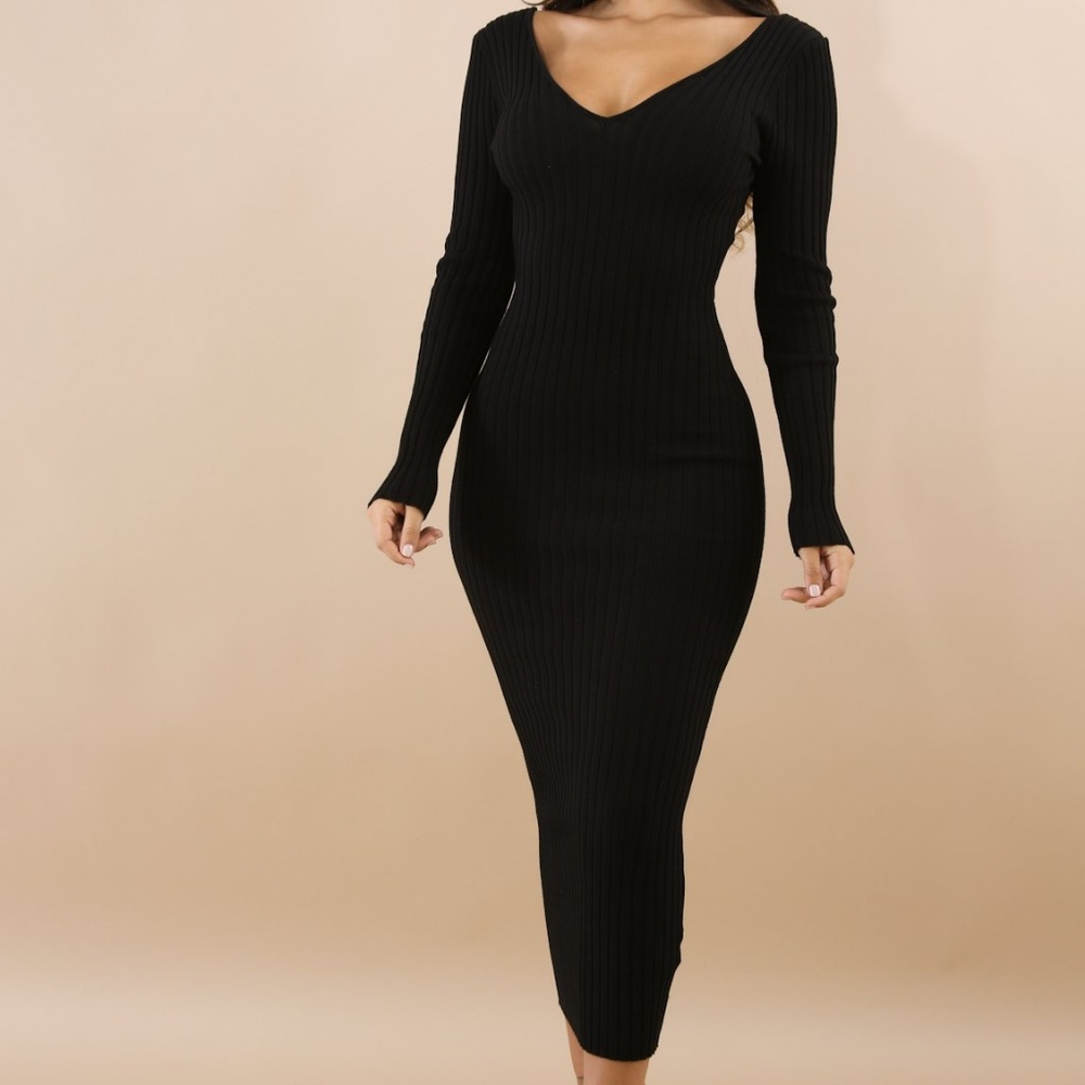 Hot Miami Styles Black Midi Dress - Picture 4 of 6